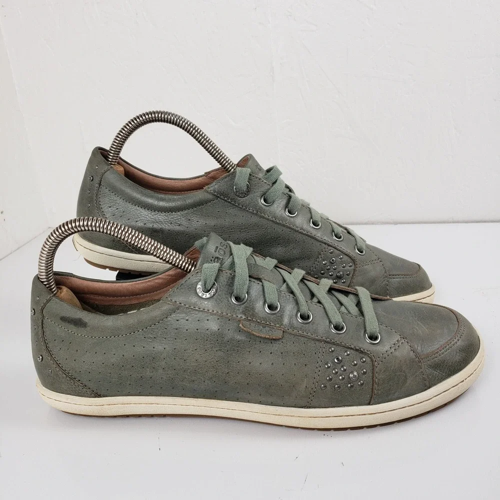 Taos  Women's 11 Freedom Sage Green Leather Studded Lace Up Sneakers EU 42‎